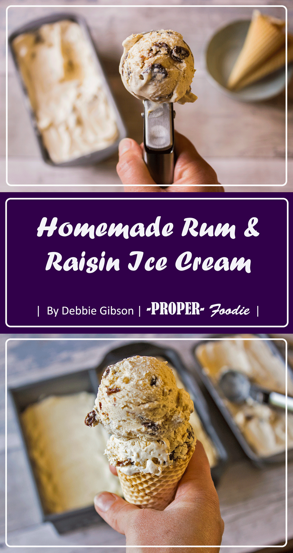 Homemade rum and raisin ice cream