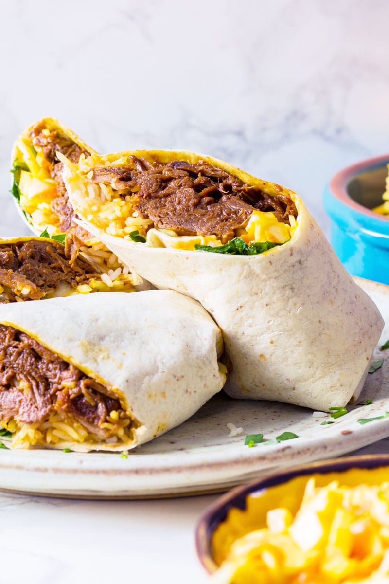 beef brisket and slaw burritos