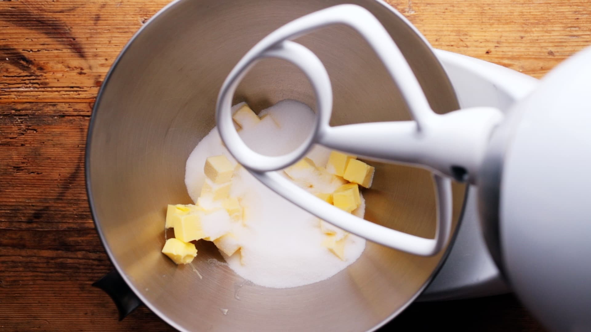 butter and sugar in the stand mixer