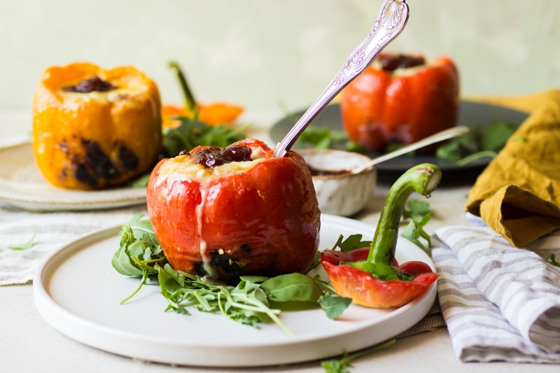 couscous in cheese sauce stuffed peppers