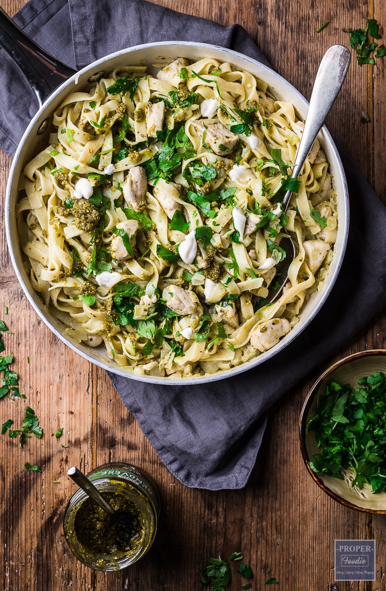 chicken pesto pasta one pan meal