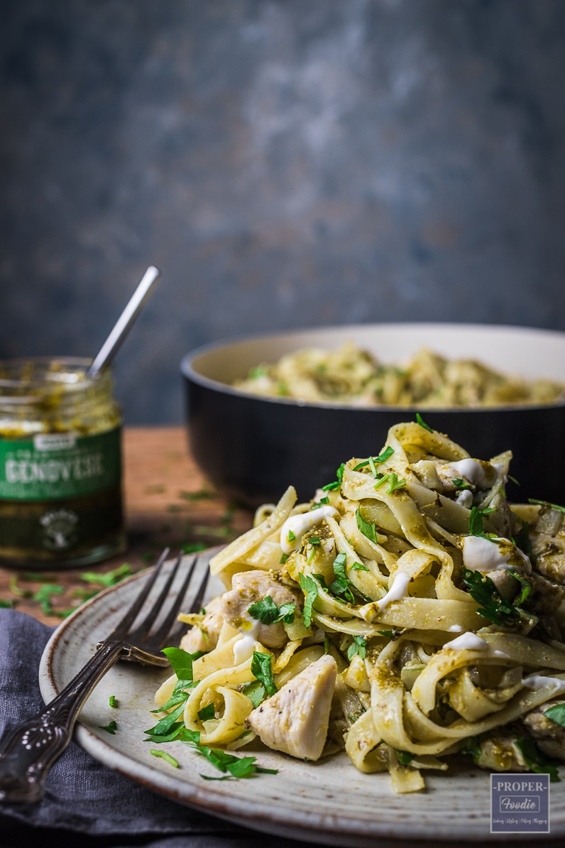 chicken pesto with tagliatelle