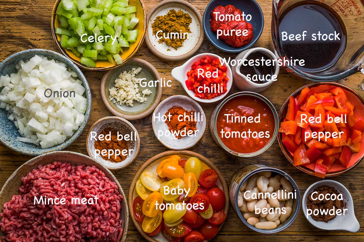 ingredients to make chilli con carne