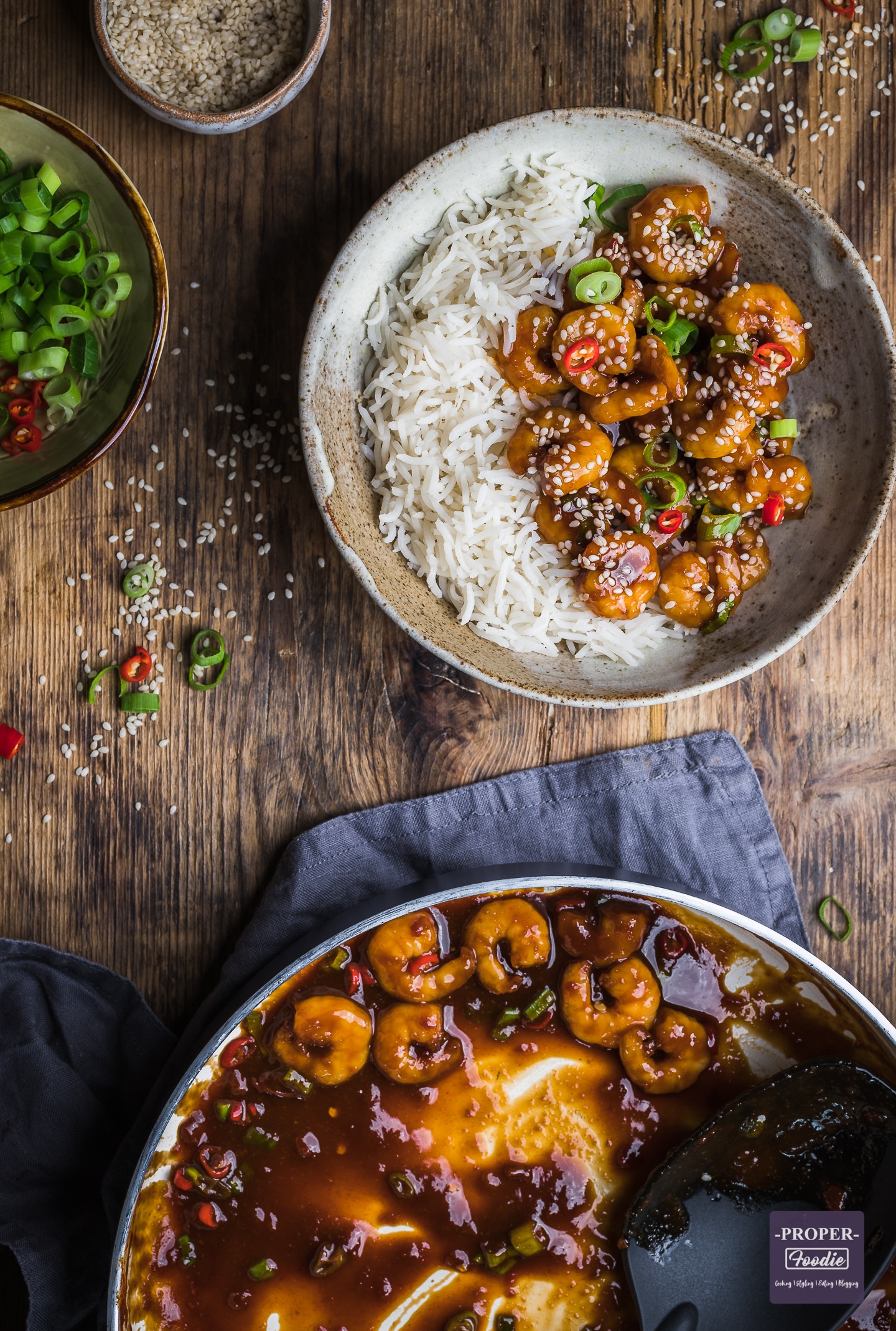 Chilli garlic prawns