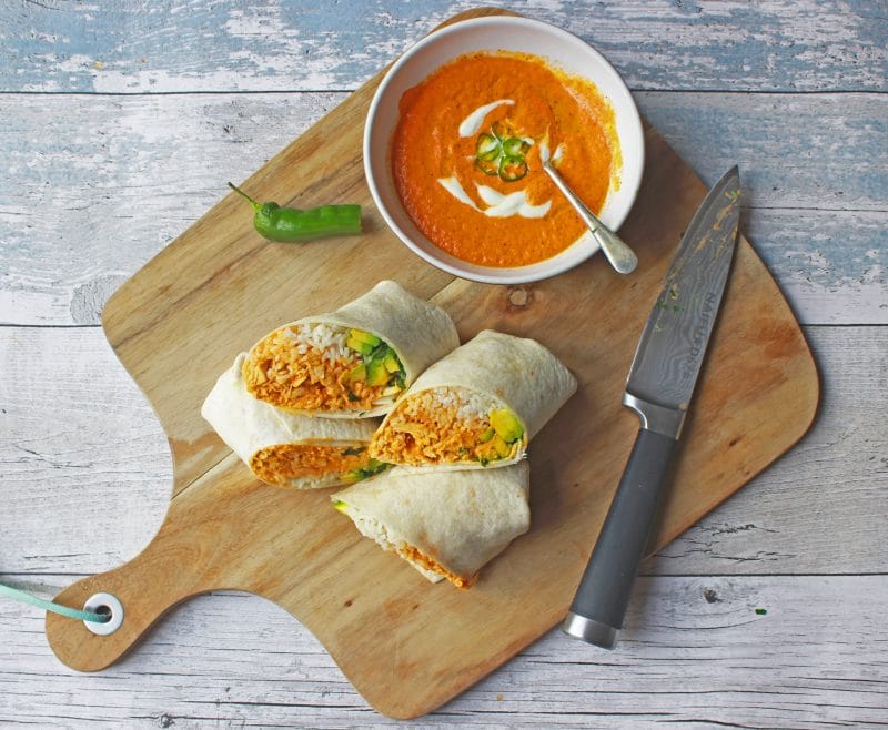 chicken burritos with chipotle sauce