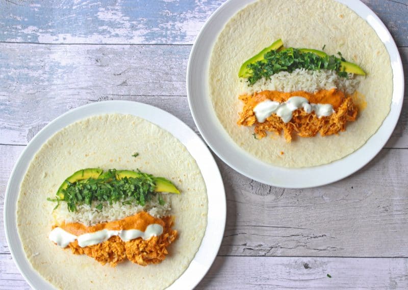 chipotle chicken burritos open