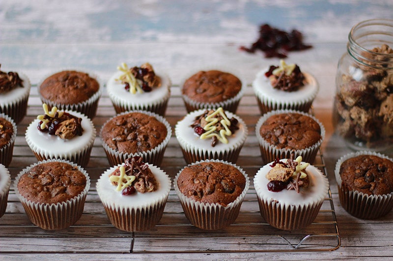 Christmas muffins iced