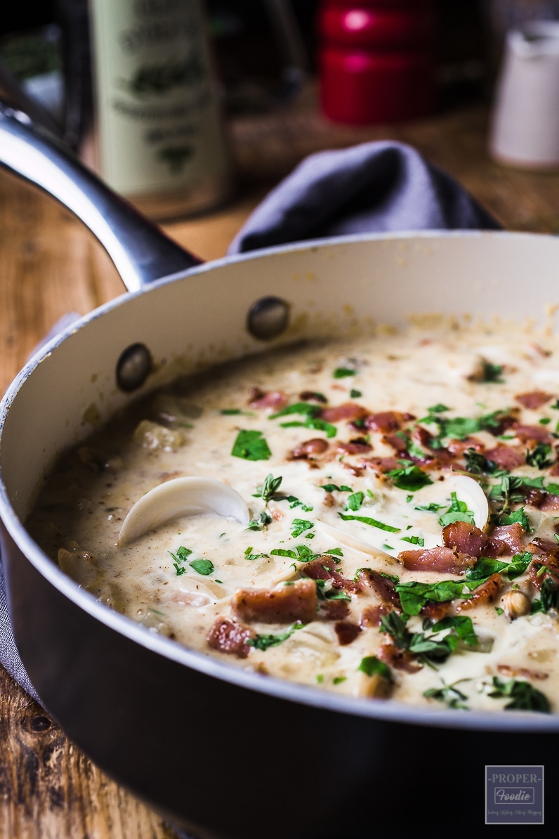 Clam chowder with frozen clams