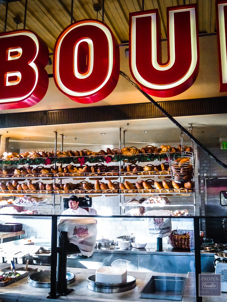 Clam chowder in sourdough bowl at boudin