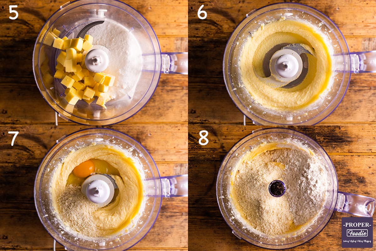 four images showing how to make frangipane for mince pies, steps 5-8..