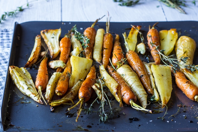 garlic and thyme carrots and parsnips