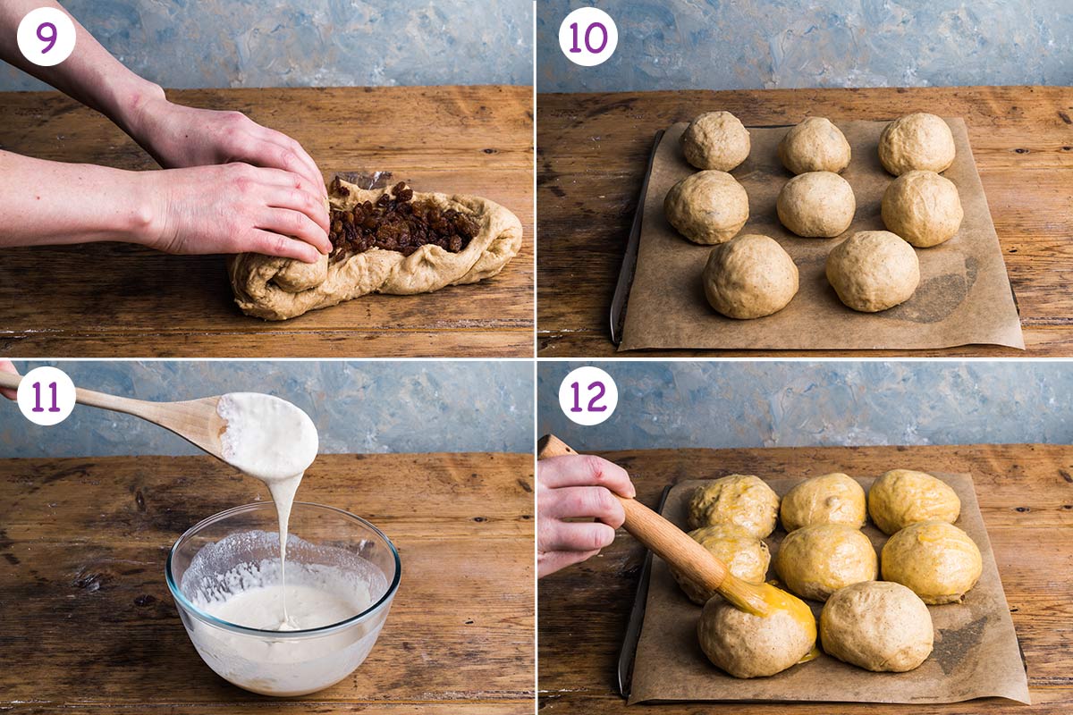 A collage of 4 images showing how to make this recipe step by step for instructions 9-12.