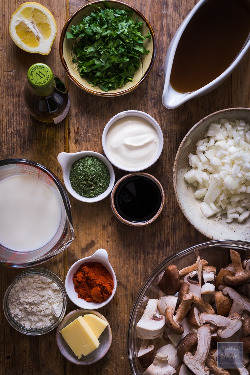 Ingredients for hungarian mushroom soup