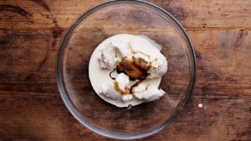 mascarpone cheese, cream and vanilla in a bowl