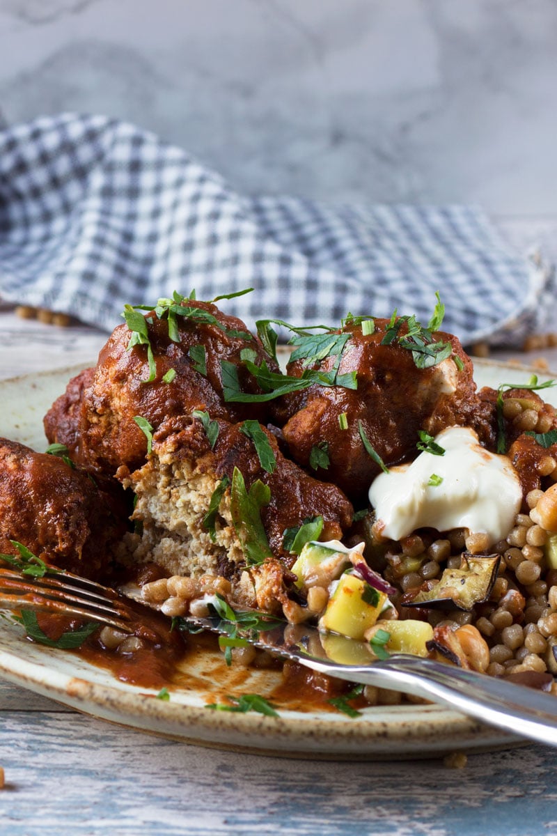 moroccan meatballs with giant cous cous