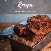 Loaf tin with slices of parkin and a text overlay: Yorkshire Parkin Recipe.