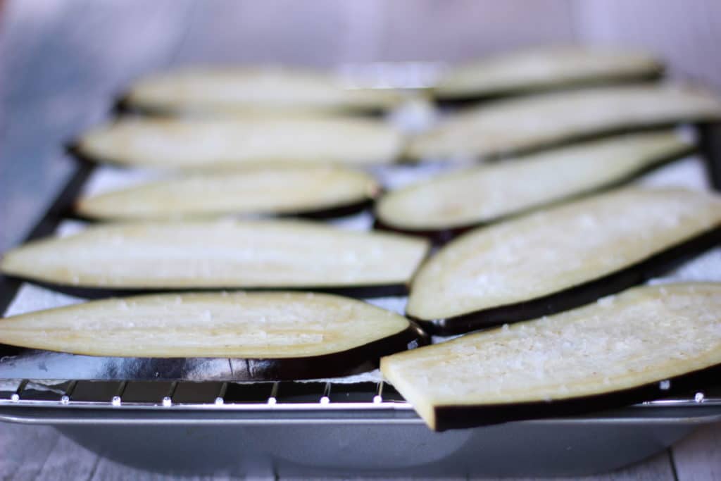 Salting aubergine