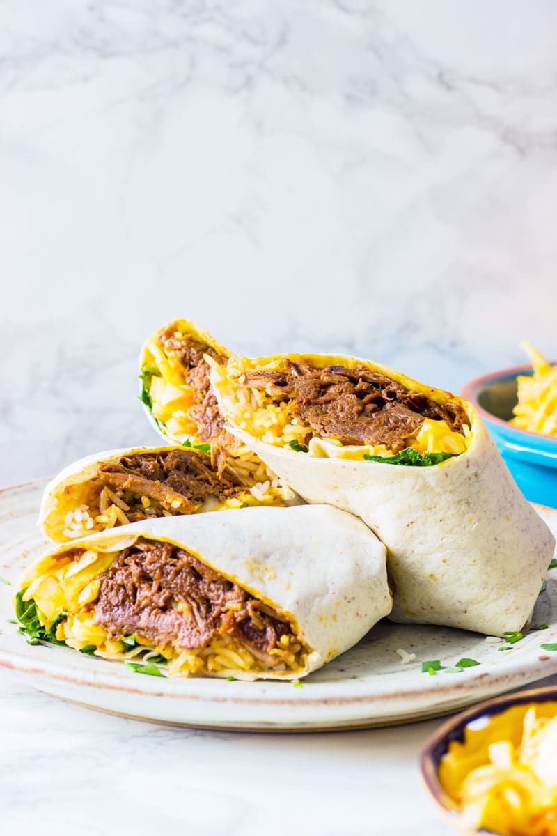 slow cooked beef brisket in a wrap