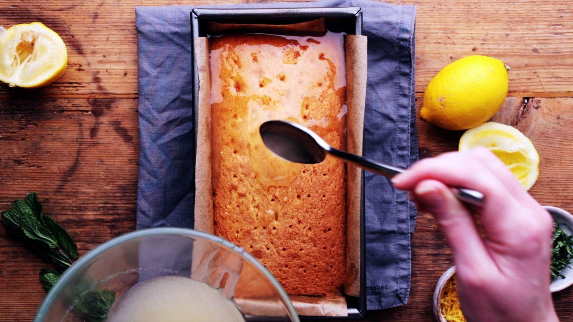 spoon over lemon and sugar mixture