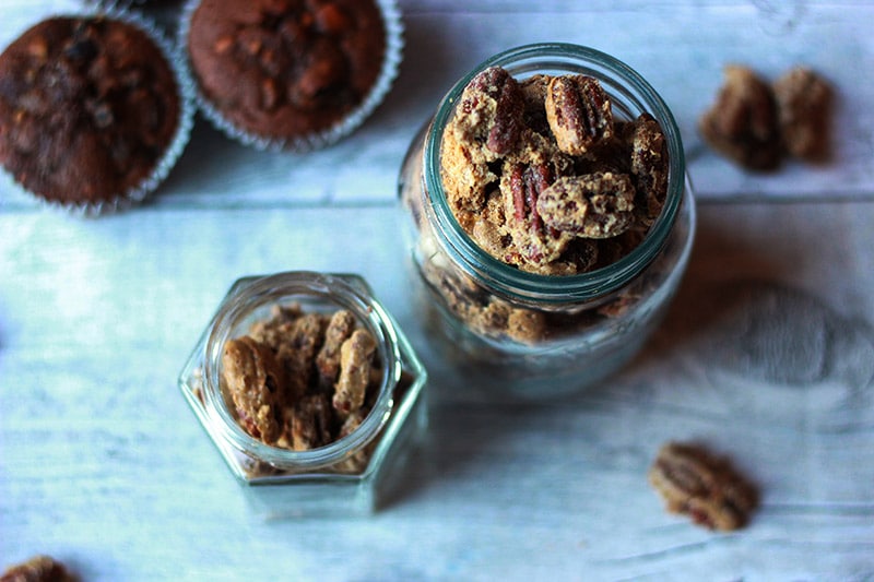 sugared pecans in jars