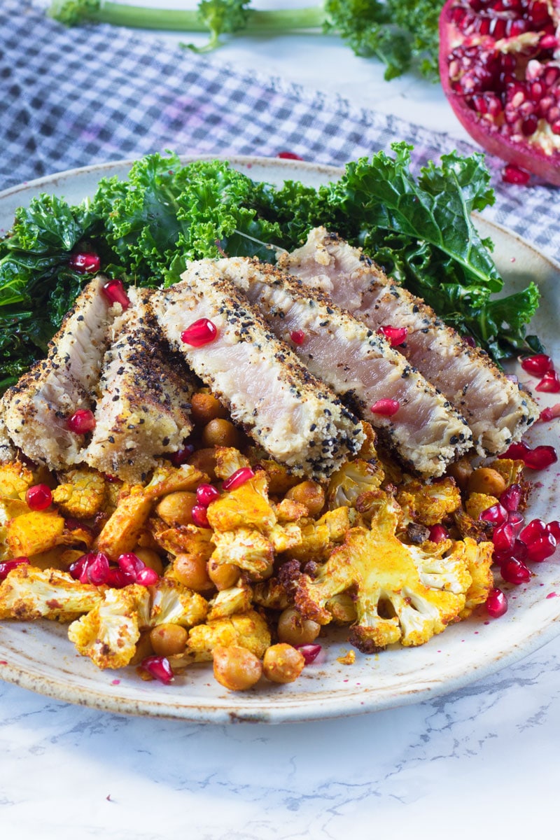 tuna with paprika cauli and chickpeas