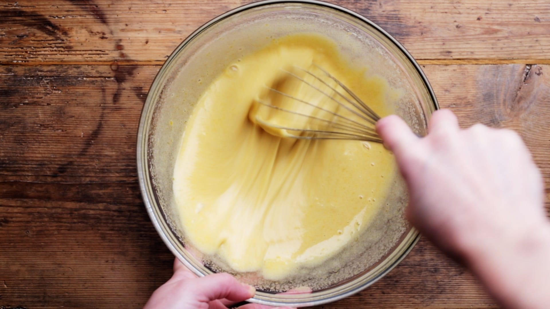 whisking together eggs and sugar - known as a sabayon