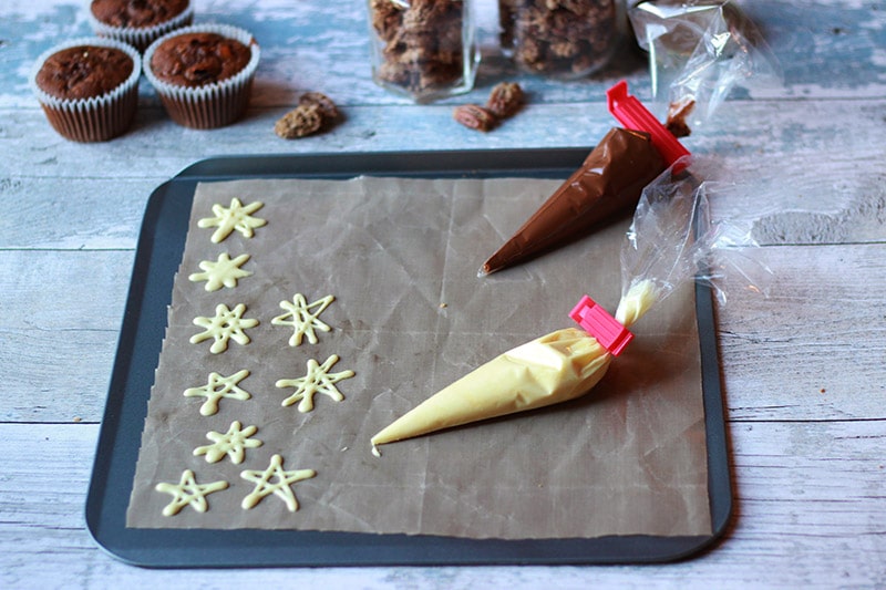 white chocolate star decorations