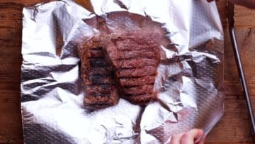 wrapping steaks in foil to rest