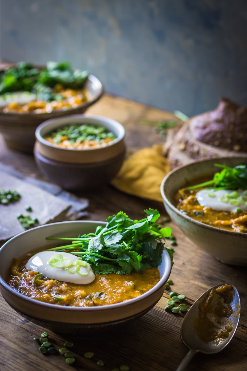 yellow split pea and spicy chicken soup