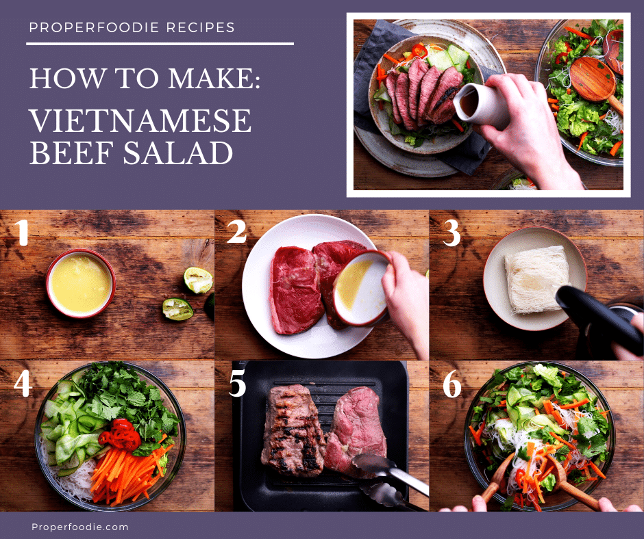 Step by step pictures for making Vietnamese beef salad