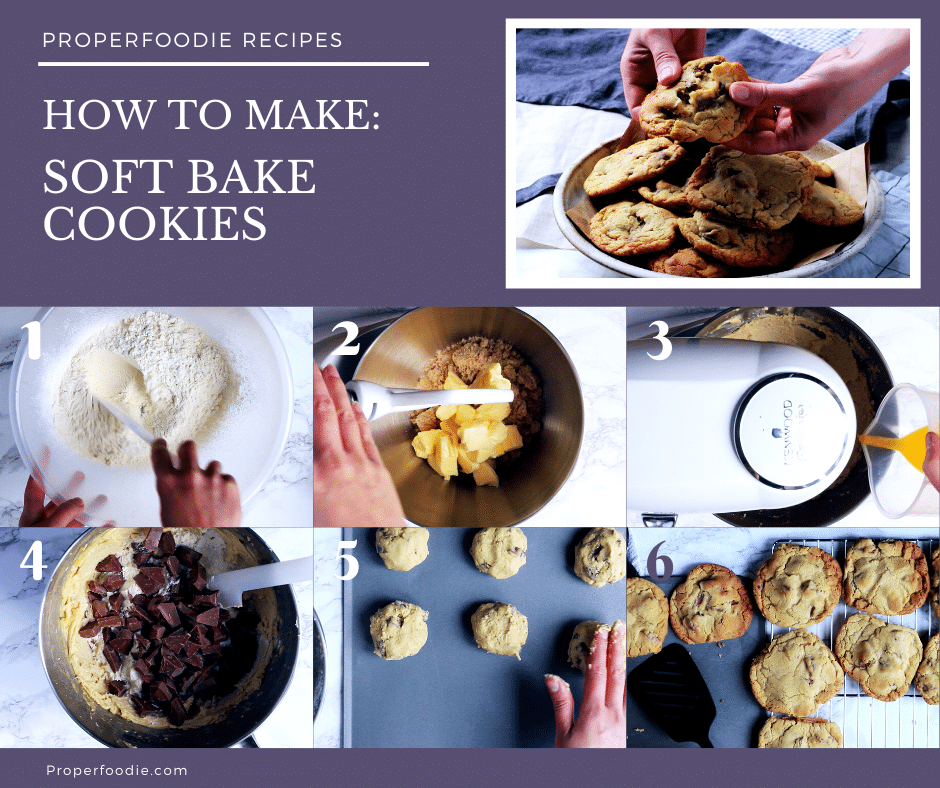 Step by step images for making soft bake chocolate chip cookies